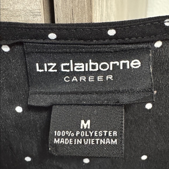 Liz Claiborne Black Blouse with White Dots - Picture 4 of 4